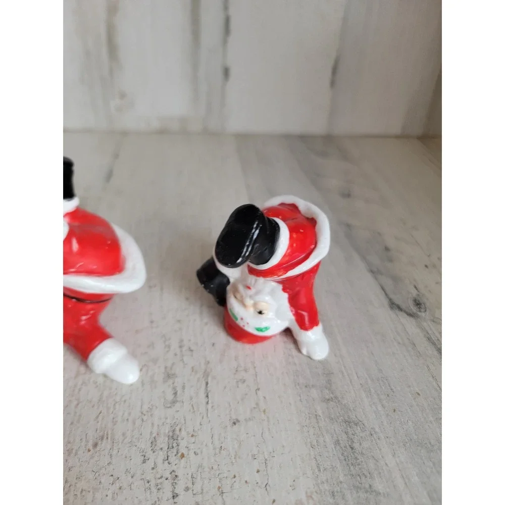 Vintage ceramic tumbling Santa Claus Xmas set funny Unique Home decor figure